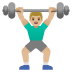 man lifting weights, medium-light skin tone